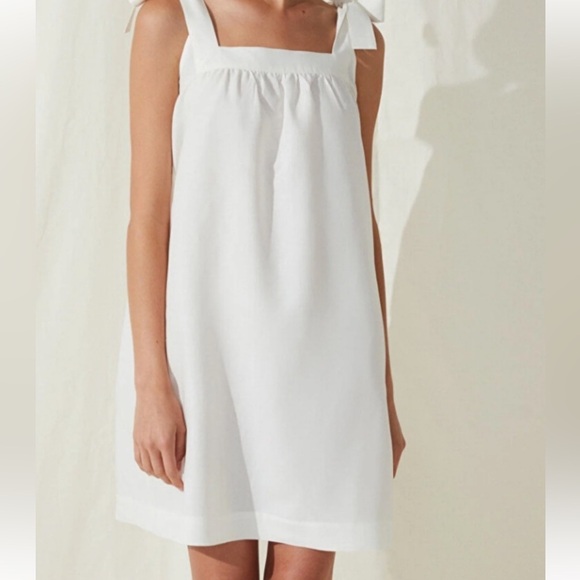 Copper Key A Line Dress White Linen and Cotton Size Large Pockets Lined - Picture 2 of 10